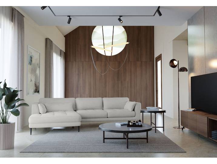 Ecksofa TRENDMANUFAKTUR Luzi, wahlweise mit Schlaffunktion & Bettkasten., L-Form , grau, B:280cm H:80cm T:168cm, 92% Polyester, 8% Nylon, Sofas, Ecksofa, Designsofa mit tollem Sitzkomfort, Metallfüsse schwarz, Breite 280 cm