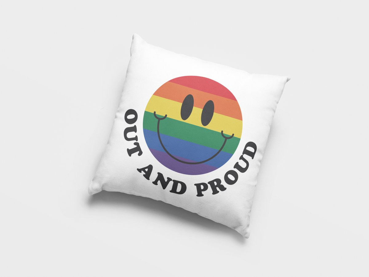 Uit en Trots Regenboog Smiley Sierkussen LGBTQ+ Trots Vrolijk Decoratief Kussen