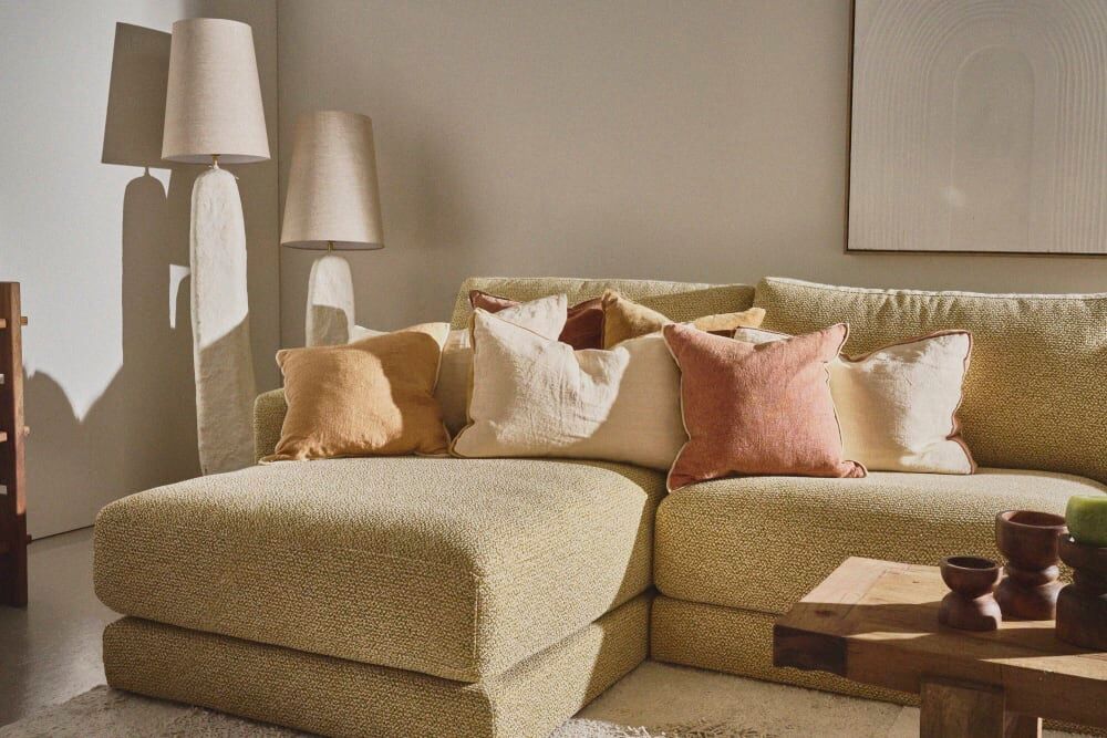 Pomax Coussin en lin ocre 45x45 Beige 45x8x45cm
