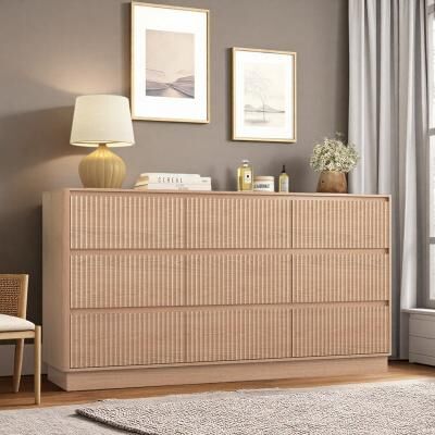 ZWYO HOSIMU "59.1"" Wide 9-Drawer Dresser with Handle-Free Design and Spacious Storage Drawers"