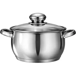 Swissgold Edelstahl-Topf 16cm 5-Schicht-Boden, Pfanne + Kochtopf, Grau, Silber
