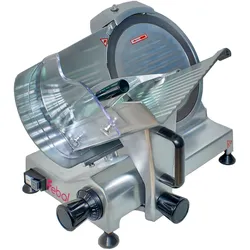 Febal 220 Profi-Aufschnittmaschine mit 220 mm Klinge. Mit einer maximalen Schnittstärke von 12 mm.