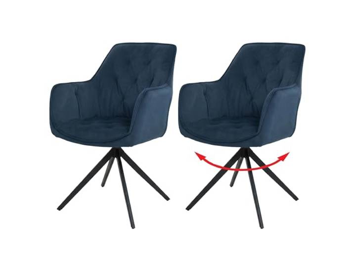 Mendler 2er-Set Esszimmerstuhl HWC-L80 Metall Stoff/Textil - blau