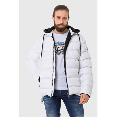 Winterjacke CIPO & BAXX "Winterjacke", Herren, Gr. L, weiß, Stoff, 100% Polyester, unifarben, regular fit normal, Jacken Winterjacke, im unifarbenen Look