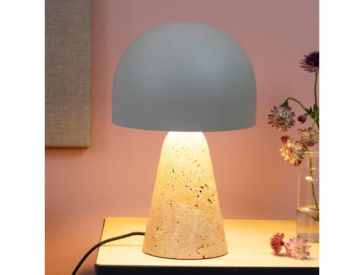 Lampe de Table marbre Ø 20cm Beige Fer verni Marbre E14