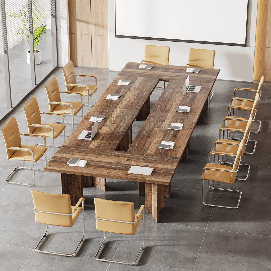 Blue Elephant 160 cm Rectangle Conference Table Distressed Brown 4
