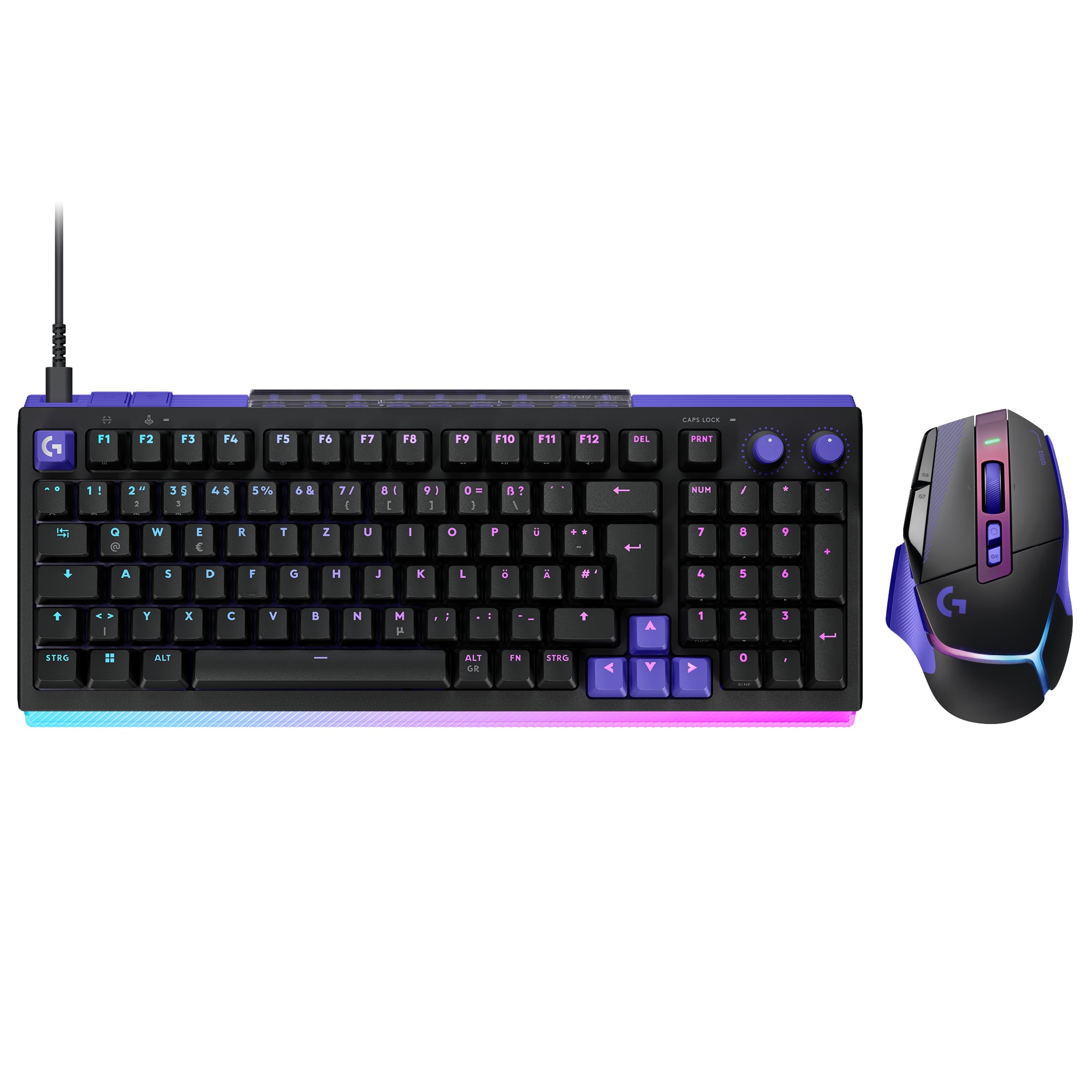 Logitech G Gaming Set G512 X 98 RGB Gaming-Tastatur & G502 X PLUS LIGHTSPEED Wireless Gaming-Maus - Esports Performance Set, Schwarz-/Dunkles Lila