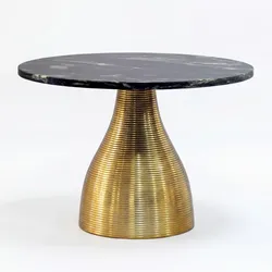 COUCHTISCH TORMES, Marmor, handgefertigt, Schwarz-Gold, Ø 60 x 40 cm