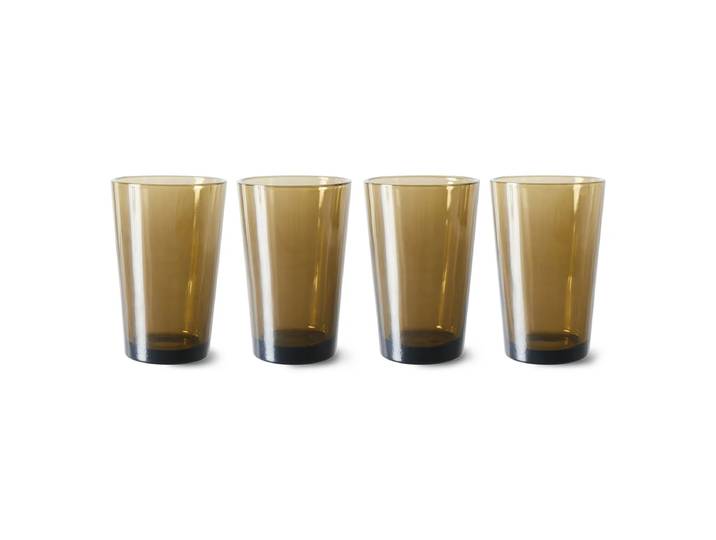 HKliving - 70's Glas Teebecher 430 ml, mud brown (4er-Set)