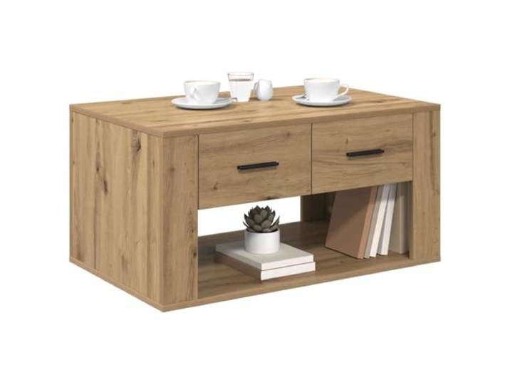 KTHLBRH Rechteckiger Couchtisch Eiche 80 x 50 x 40 cm Mattes Finish, strukturierte Oberfläche, Landhausstil, Wohnzimmer