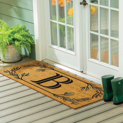 Evergreen 60 in. x 24 in. Monogram Leaf Coir Door Mat