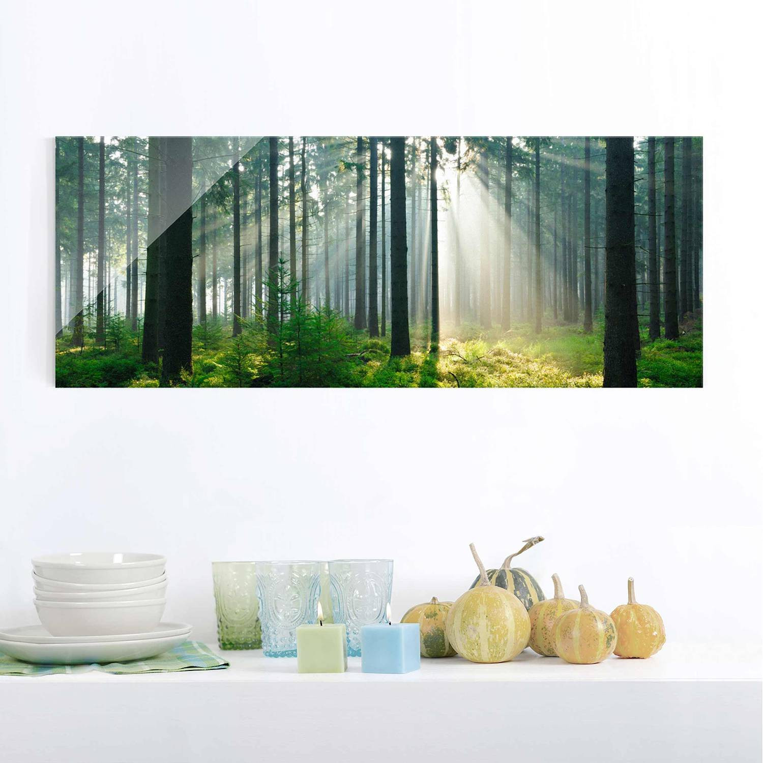 home24 Glazen afbeelding Enlightened Forest groen met natuurmotief