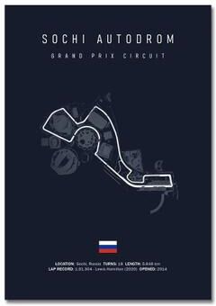 Inspired Finds F1 Racing Circuit Canvas Wall Art For Motorsport & Formula Racing Fans 19.69x27.56in Unframe sochi Autodrom