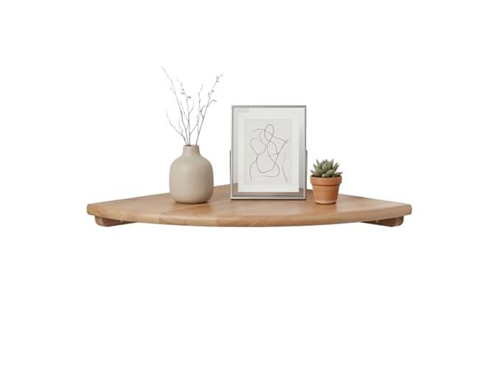 Relaxdays étagère d'angle HxLxP 3x25x25 cm\, Noyer\, Salon\, déco\, Charge 5 kg\, Murale\, Naturel