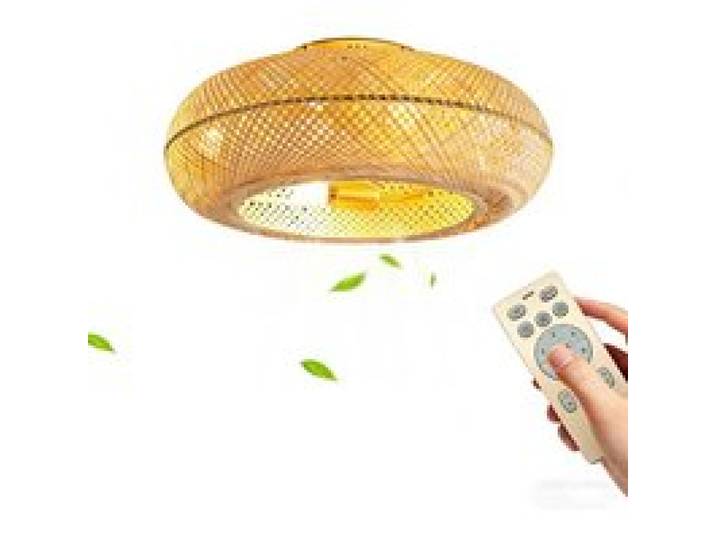 Ventilateur de Plafond avec Lumière LED en Osier Tressé – Design Cage à Oiseau – 50W Silencieux – 6 Vitesses + Télécommande