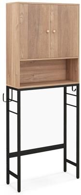 Costway Over The Toilet Storage Cabinet with 2 Doors and Adjustable Shelf-Natural