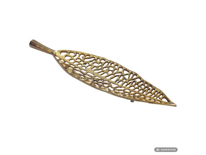 Livetastic Dekoschale, Goldfarben, Metall, Blatt, 63x5x15 cm, handgemacht, mit Beinen, Dekoration, Dekoschalen
