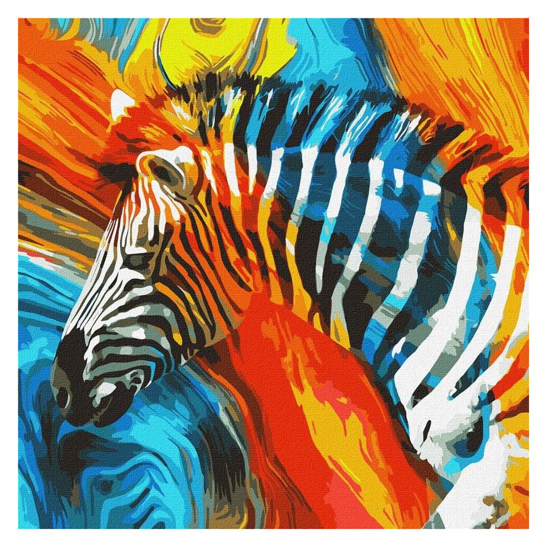Ideyka Malen nach Zahlen - Buntes Zebra 50x50cm (KHO4269)
