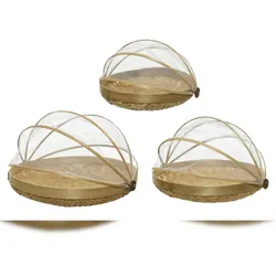 KSD Abdeckhaube für Lebensmittel aus Bambus 25-36cm naturfarben 3er Set