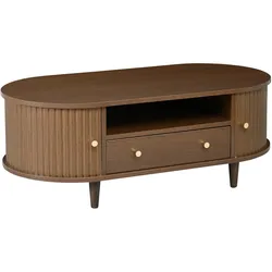 COUCHTISCH Ovales Design mit Rolltür & Schublade