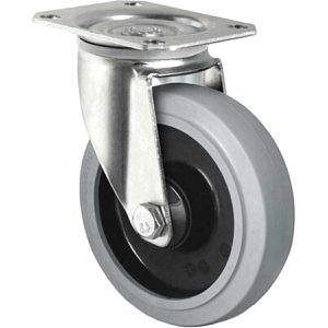 CASCOO Schwerlastrolle Serie R4E2, Lenkrolle, 80mm Ø, Gummi, Tragkraft 150kg