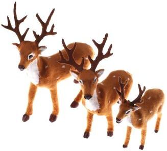 Useful Little Things Simulation Plush Reindeer Figurine Standing Christmas Elk Toy & New Year Tabletop Decor 9.8 In