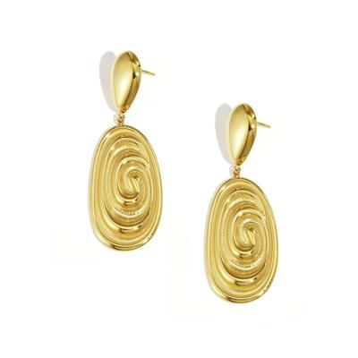 Paar Ohrhänger ADELIA´S "LIVAYA LIVAYA Ohrringe Ohrhänger mit ovalem Spiraldekor – 1 Paar", Damen, Gr. Damen, Edelstahl, gold (goldfarben), Ohrringe, Stylisch: Modeschmuck mit ovalem Spiraldekor