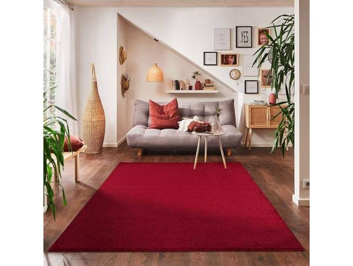 Carpettex Tapis 280x370 cm Rouge Poils Courts Uni Moderne