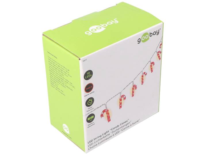 LED Lichtketting - 10 Snoepstokken - Timerfunctie - Warm wit
