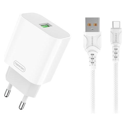 Denmen Ladegerät DC07 Wandladegerät + USB-Typ-C-Kabel weiss (18 W, 2 Ports) (029980)