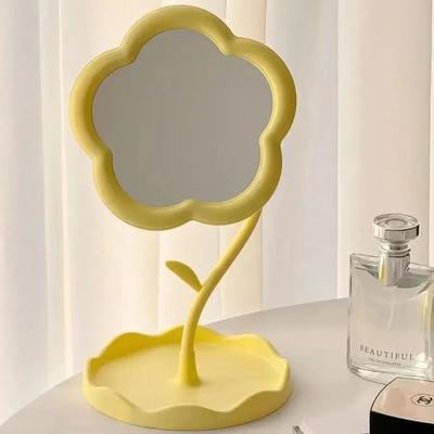 Uplifted Finds Desktop Flower Mirror Creative Dorm Room Vanity Mirror For Bedroom Home Decor yellow