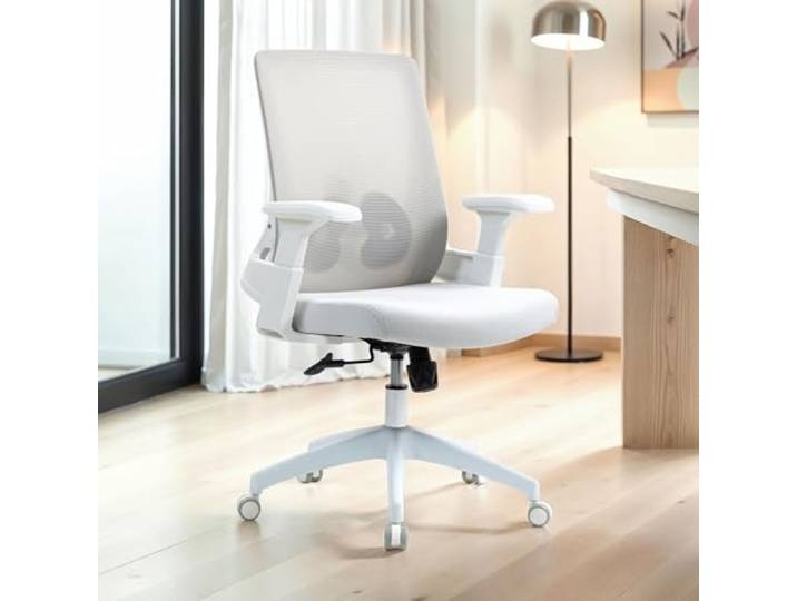 IDIMEX Bürodrehstuhl CAPVAL höhenverstellbar mit Lendenstütze, weiß - ergonomischer Schreibtischstuhl mit Mesh-Rücken, moderner Drehstuhl, bequemer Bürostuhl für Home-Office [bis 120 kg]