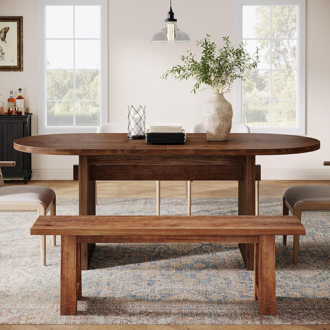 Brambly Cottage with Solid Wood Base Dining Table Brown