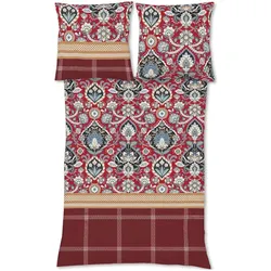 Traumschlaf, Bettwäsche, Feinbiber Bettwäsche Aspen Ornament beere (Bettwäsche Set, 135x200 cm, 80x80 cm)