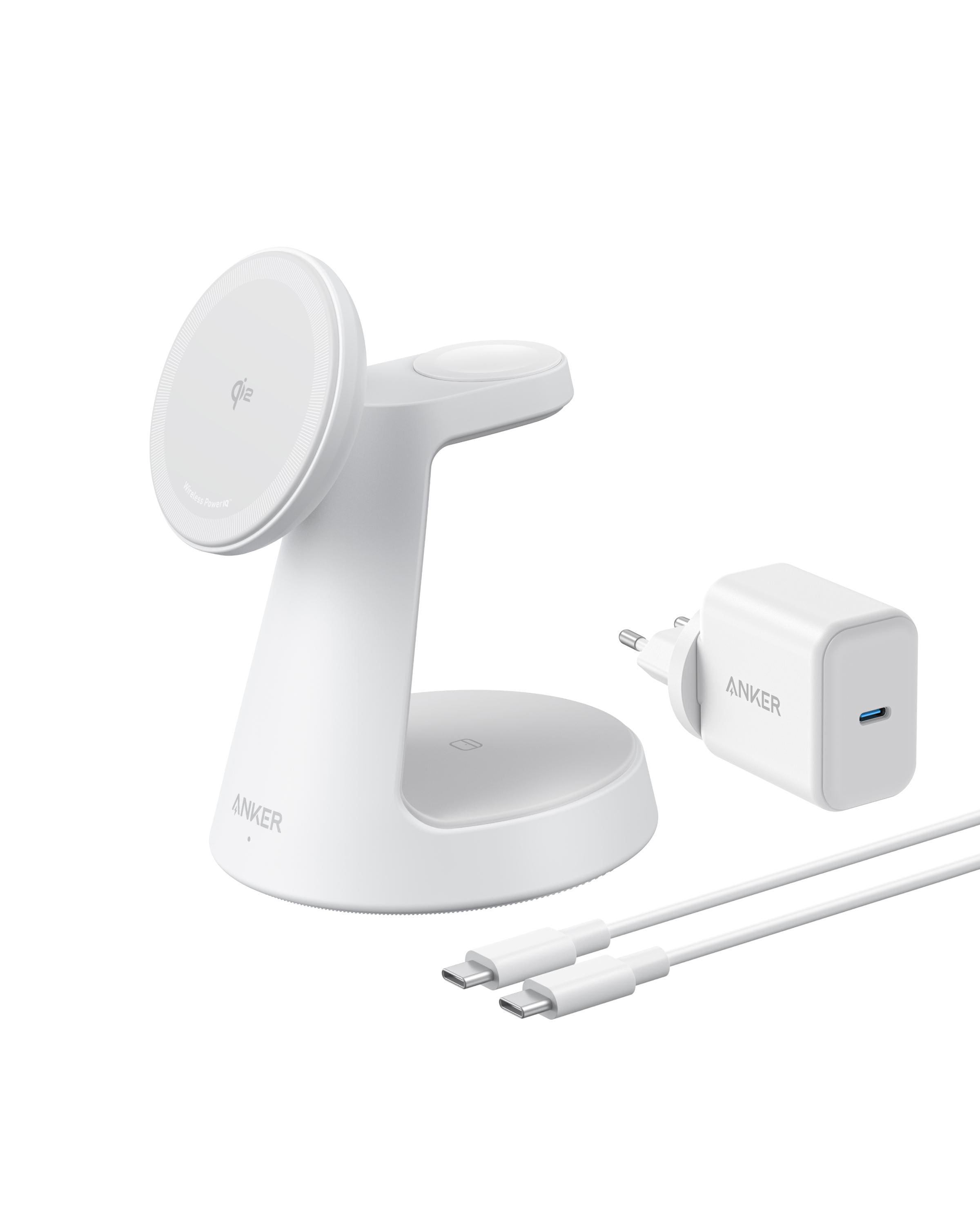 Anker MagGo Wireless Charging Station (3-in-1, Dock Stand) weiß B25M4G21