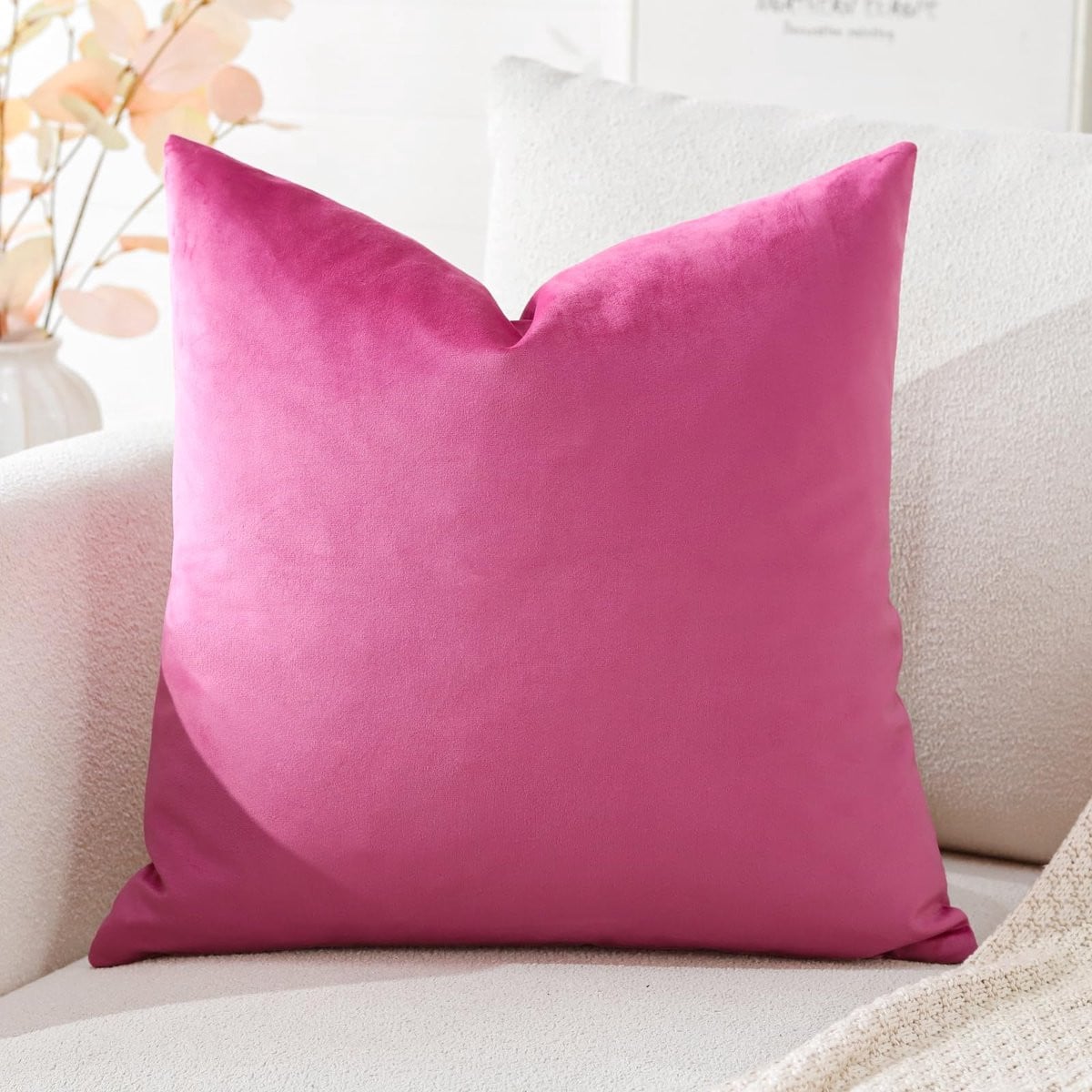 Ibenzoa Fluweelzachte decoratieve kussensloop rozenrood 50 x 50 cm