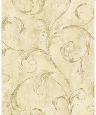 Seabrook Designs Creswell Scroll Unpasted Wallpaper