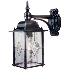 Wandleuchte Außenlampe Außenwandleuchte Laterne Metall Glas 1 Flammig IP23 Hof