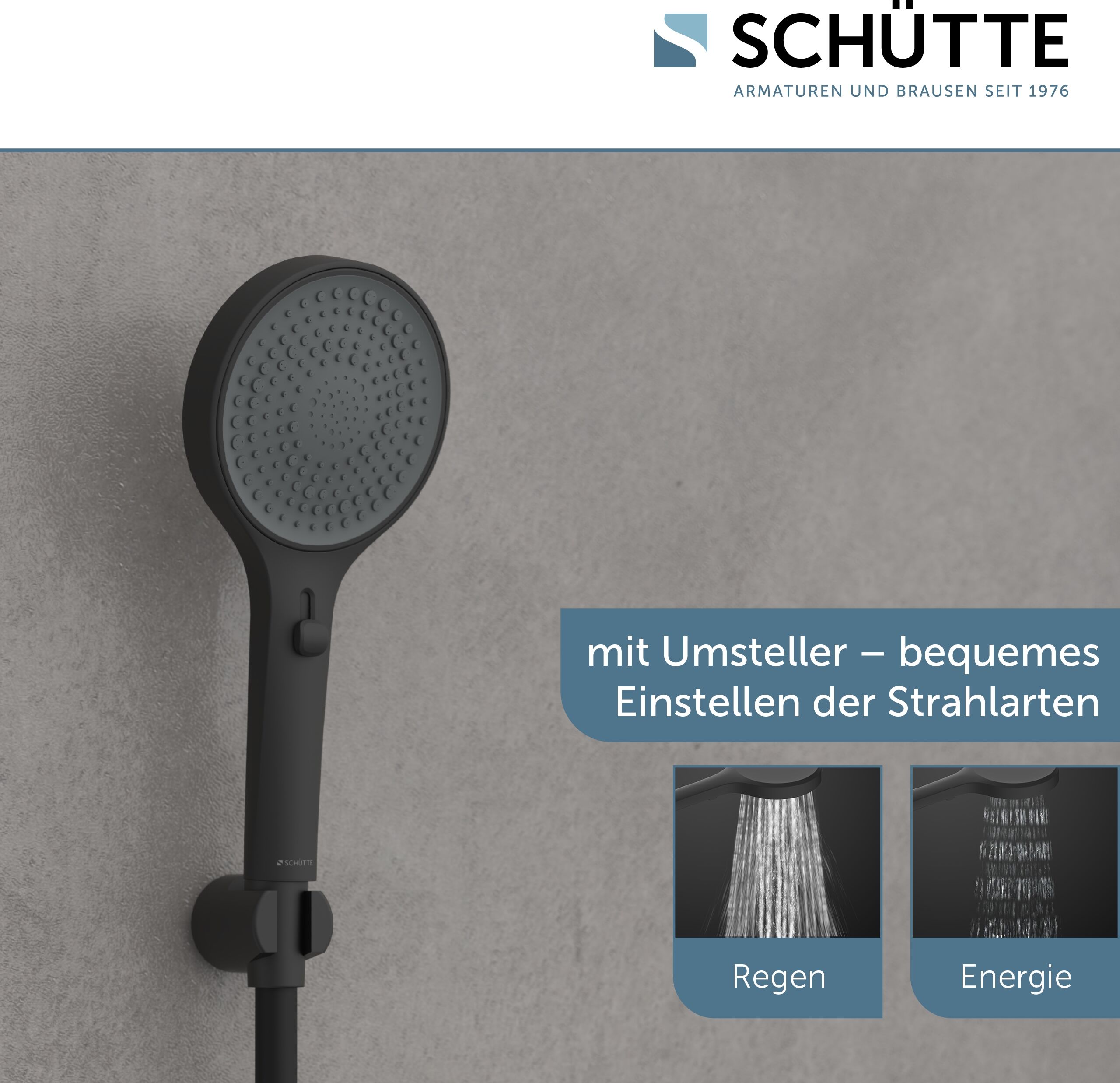 Handbrause SCHÜTTE "IBIZA", schwarz (schwarz matt), B:12cm H:26cm, Duschköpfe, Handbrause, 3-fach verstellbar, Antikalk-Noppen, wassersparend, pulsierend schwarz matt Einheitsgröße