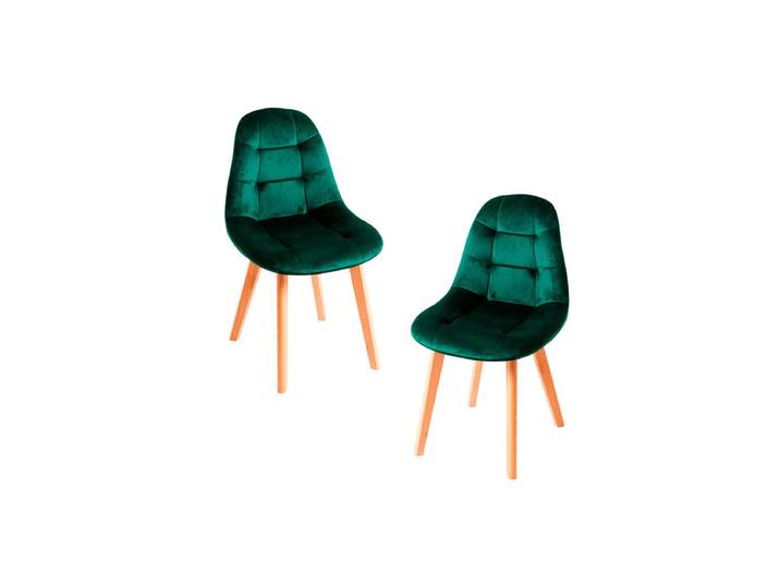 2er Set Kelen Samt Stühle - Vert