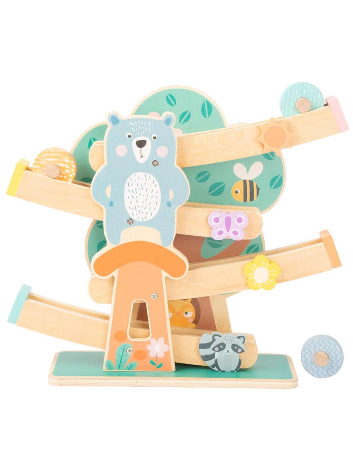 Small Foot - Wooden Marble Run Animals Pastel