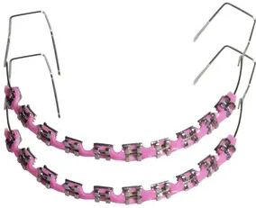 Youfap Market Metal Bracket Fashion Braces, Colorful Temporary Tooth Decoration, High Quality Orthodontic Ligature Ties pink