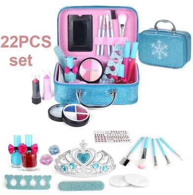 Uplifted Finds Kids Makeup Kit For Girl Real Washable Makeup Set Princess Pretend Play Birthday Gift 22 Pcs Set Crown