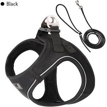 Uplifted Finds Reflective Adjustable Mesh Pet Harness And Leash Set black xxs