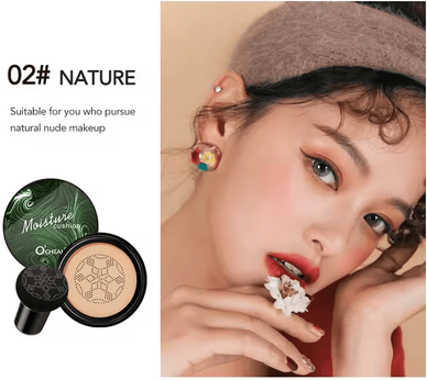 Uplift Curations Ocheal BB Cream Air Cushion Compact   Makeup Foundation & Concealer With Mushroom Head Puff 02 Natural