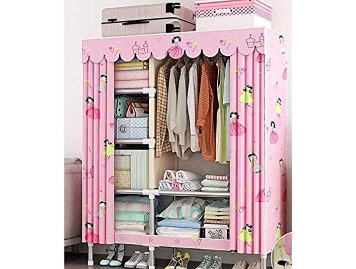 SDGBCXD Tragbarer Kleiderschrank, 6 Regale, faltbar, for Schlafzimmer, Wohnzimmer, Schuhe, Kleidung