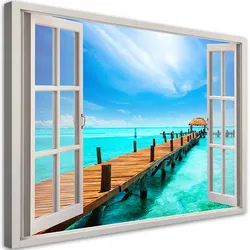 WANDBILD fensterblick meer tropische landschaft