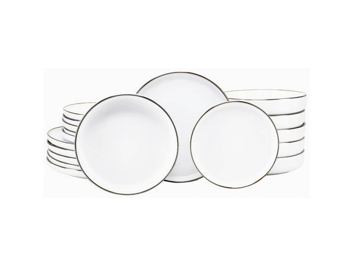 Creatable Tafelservice Nordic Festive Weiss, Weiß, Gold, Keramik, 18-teilig, stapelbar, Essen & Trinken, Geschirr, Geschirr-Sets, Tafelservice