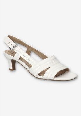 Women's Meghan Slingback Heeled Sandal by Easy Street in White (Size 11 XW)