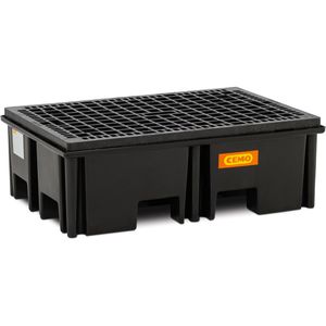CEMO Auffangwanne 220/2, 11259, aus Polyethylen, 123 x 83cm, Polyethylen-Gitterrost, unterfahrbar, 220 Liter